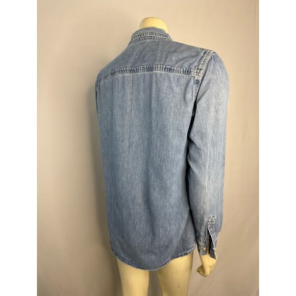 Vintage Y2K Gap Denim button down blue shirt ladies size large - Picture 13 of 13